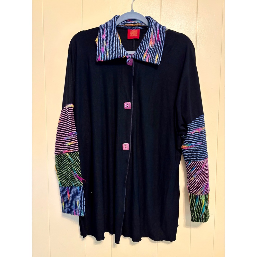 JG's Mad Lab Staley Gretzinger 90s Vintage Jacket Artsy Colorblock Knit Sz S‎